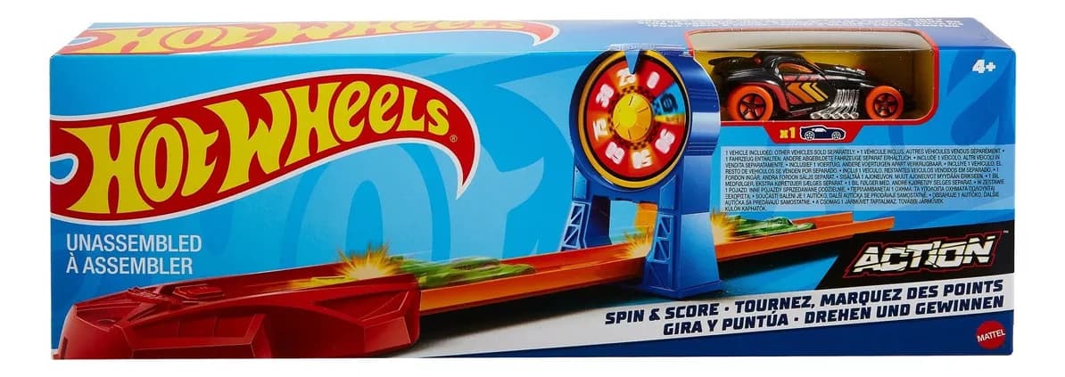 Hot Wheels Action Pista De Juguete Acrobacias Gira Y Anota Color Multicolor
