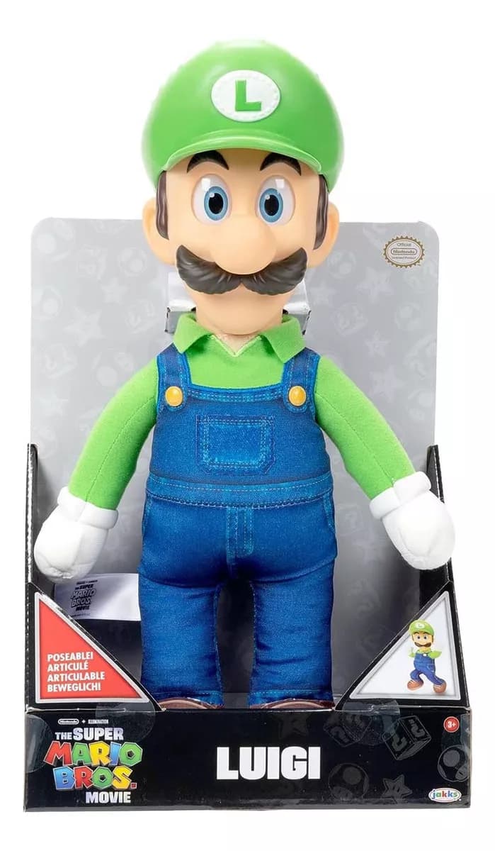 Mario Bros - Peluche Luigi Posable De 35 Cms Color Verde