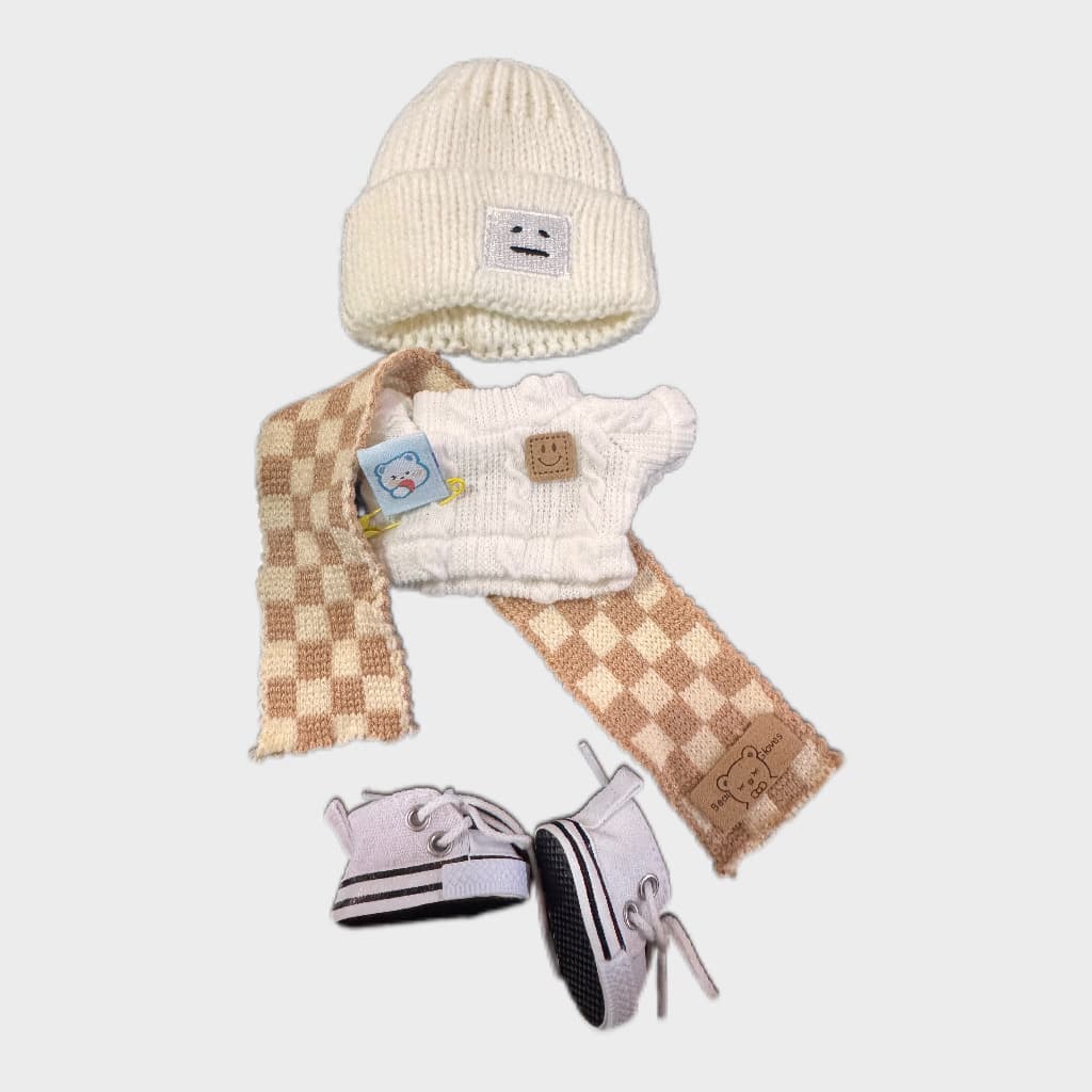 Labubu - Ropa Bear Clothes café y blanco