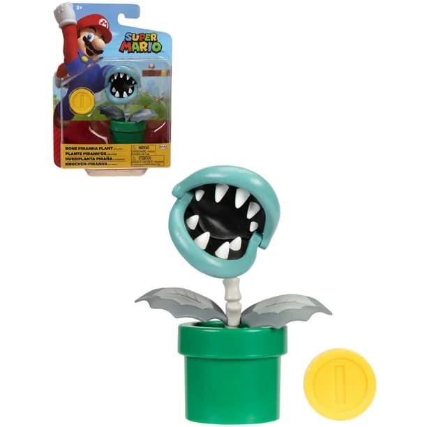 Nintendo Super Mario Bros - Figura Bone Pirahna Plant Bros 4 pulgadas